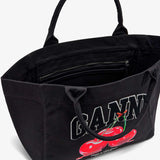 GANNI B2110038 Medium Trapeze Shopper Cherry printed - Phantom