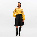 GANNI A1070077 Brushed Alpaca Intarsia Sweater - Blazing Yellow