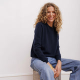 BETA STUDIOS Abbie O-neck cashmere bluse - navy