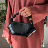 GANNI A6089 Bou taske mini patent croco - sort