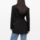 GANNI W0241 Black Bonded Crepe Blazer - sort