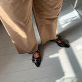 GANNI S2796 Buckle ballerina croco sko - sort