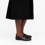 GANNI S2914 Eyelets Lace Up Crinkle Ballerina sko - sorte