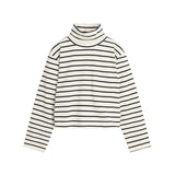 SKALL STUDIO Nessa T-neck Bluse - Ecru/Navy Stripe