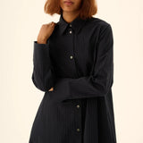 RUE DE TOKYO Darian seersucker kjole - Navy