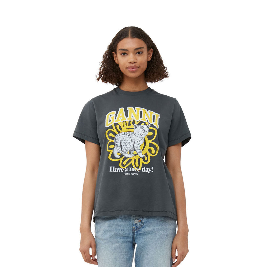 Religiøs Sjældent Match GANNI t-shirts: T3532 t-shirt - sort med kat og logo Online HER – HAUSFRAU