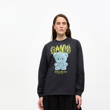 GANNI T4293 Basic cotton long sleeve bluse - phantom sort
