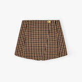 GANNI W0655 Check wool mix skirt - chicory coffee