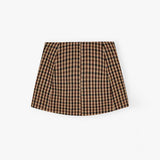 GANNI W0655 Check wool mix skirt - chicory coffee