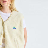 Råhvid teddy fleece vest fra American Vintage