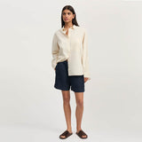 AIAYU Casual Linen Shorts - navy