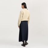 AIAYU Stella Fine Wool nederdel - Black Navy