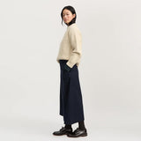 AIAYU Stella Fine Wool nederdel - Black Navy