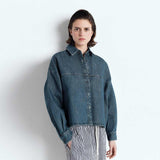 AMERICAN VINTAGE OZY06a denim skjorte - Greer blå