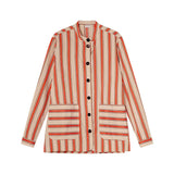 Apof jakke i beige og røde striber hos Hausfrau