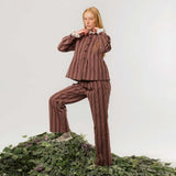 Brun og lyserøde stribede bukser fra Apof