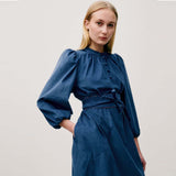 APOF Maya kjole - Paris Blue fløjl