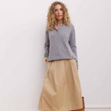 BETA STUDIOS Kassandra Polo cashmere bluse - grå