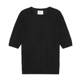 BETA STUDIOS Maggie Pointelle silke/cashmere strik bluse - sort