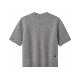 BETA STUDIOS Mie Short Sleeve cashmere strik - Grey Melange