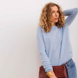 BETA STUDIOS Abbie O-neck cashmere strik bluse - powder blå