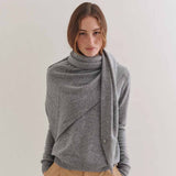 BETA STUDIOS Alexa Big triangle cashmere tørklæde - Grey Melange
