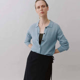 BETA STUDIOS Nete Polo cashmere Cardigan - Pearl Blue