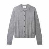 BETA STUDIOS Nete Polo cashmere Cardigan - Grey Melange