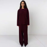 BIRROT Lay2 Longsleeve Polo bluse - Maroon