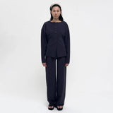 BIRROT Lay2 Boatneck cardigan - indigo mood