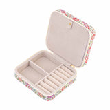 firkantet blomstret pink og lyserødt smykkeskrin