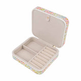 firkantet blomstret pink og lyserødt smykkeskrin