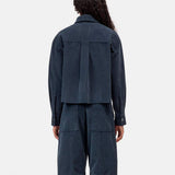 CLOSED Cropped Oversized skjorte - Storm Blue fløjl