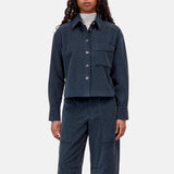 CLOSED Cropped Oversized skjorte - Storm Blue fløjl