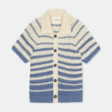 CLOSED Short Sleeve Polo Cardigan - Stone Blue