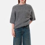 CLOSED Crewneck short sleeve strik - dark grey melange