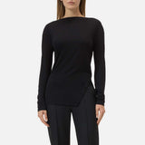 CLOSED Slit detail longsleeve bluse - sort