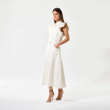 hvid denim kjole med flæseærme fra Dea Kudibal