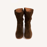DICO Julia calf suede støvler - Dark Brown