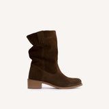 DICO Julia calf suede støvler - Dark Brown