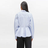 GANNI W0824 Stripe Cotton Peplum skjorte - lavender lustre