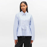 GANNI W0824 Stripe Cotton Peplum skjorte - lavender lustre