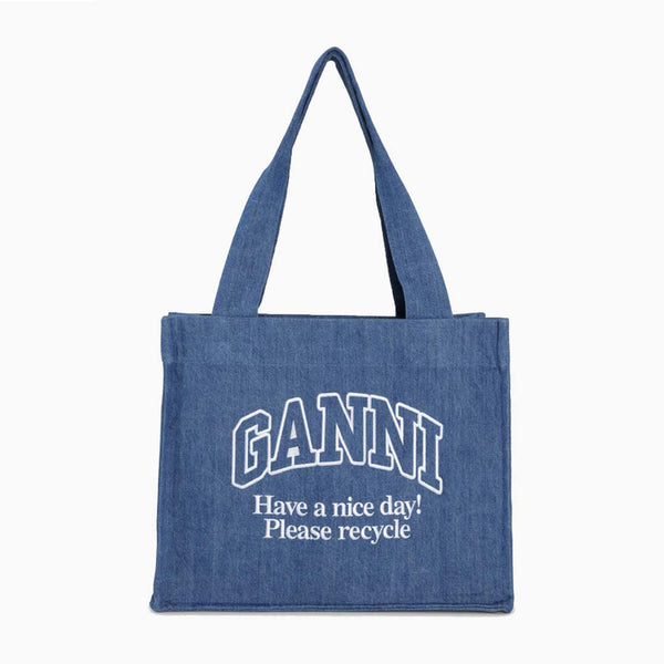 GANNI A5599 Large Easy Shopper taske - blå denim