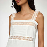 GANNI A1030554 Cotton Voile Mini Lace Slip Dress - hvid
