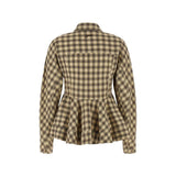 GANNI A1140033 Light Check Flannel Peplum Skjorte - Oyster Gray