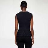 GANNI A1070251 Fine Cotton Rib Crochet Vest - sort