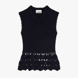 GANNI A1070251 Fine Cotton Rib Crochet Vest - sort