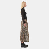 GANNI F9365 Printed Cotton Elasticated Maxi nederdel - leopard