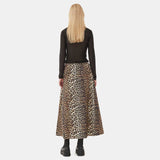 GANNI F9365 Printed Cotton Elasticated Maxi nederdel - leopard
