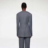 GANNI A1020052 Wool Melange Suiting Long Button Blazer - phantom